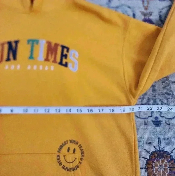 Forever 21 Men's Canary Yellow Pullover Hoody Sweatshirt Outerwear, sz SM - Picture 4 of 15